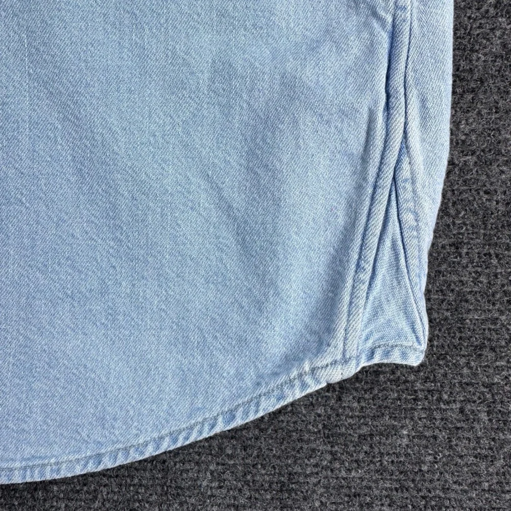 Banana Republic Mens XL Denim Shirt Short Sleeve Light Wash Blue Standard Fit